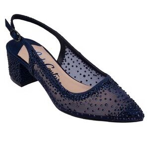 Lady Couture Demi Embellished Slingback Pumps in Navy Size 7